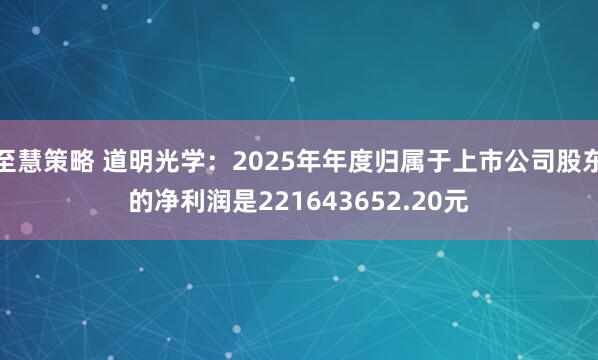 至慧策略 道明光学：2025年年度归属于上市公司股东的净利润是221643652.20元